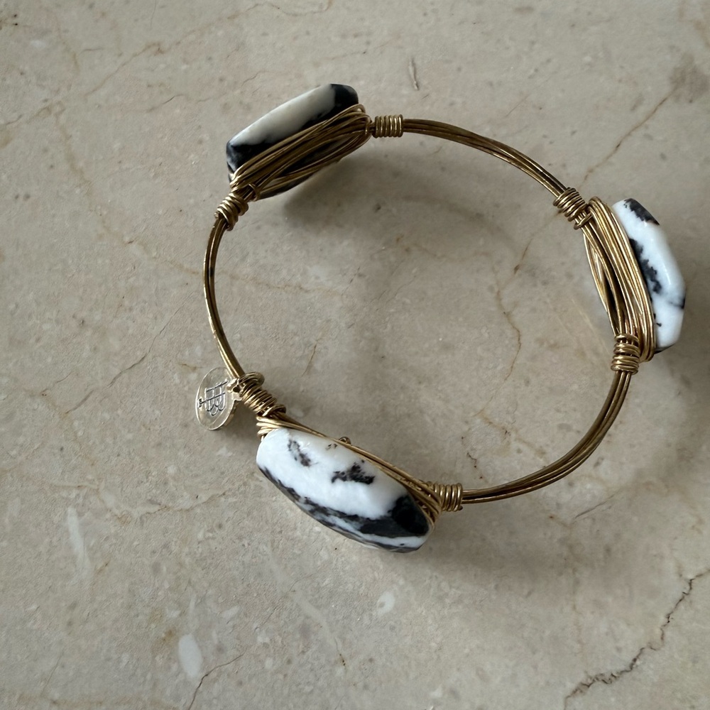 Bourbon and Bowties Gold Bracelet with Black and White Stones